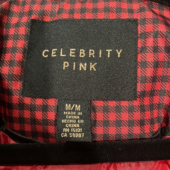 Celebrity Pink houndstooth plaid puffer coat - Picture 4 of 6